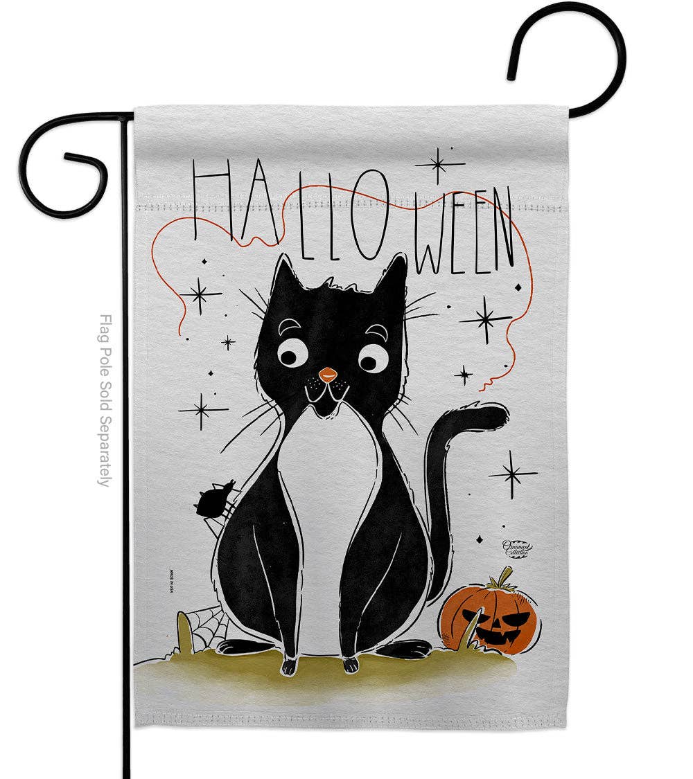 Flag Halloween Tuxedo Cat Garden House 2-Sided Home Décor