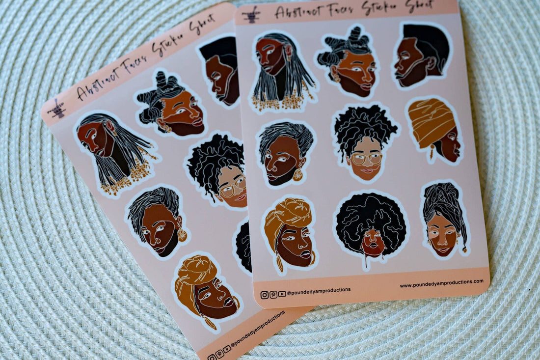 Pounded Yam Productions - Black Women Line Art Sticker Sheets