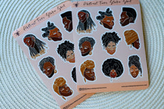 Pounded Yam Productions - Black Women Line Art Sticker Sheets