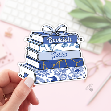 Book Lover Merch Shop - Chinoiserie Book Stack Stickers / Coquette Bow Bookish