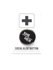PRONOUNS He/Him, She/Her, They/Them pinback buttons