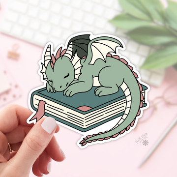 Book Lover Merch Shop - Dragon Book Fantasy Girlie Stickers / Bookish Stickers