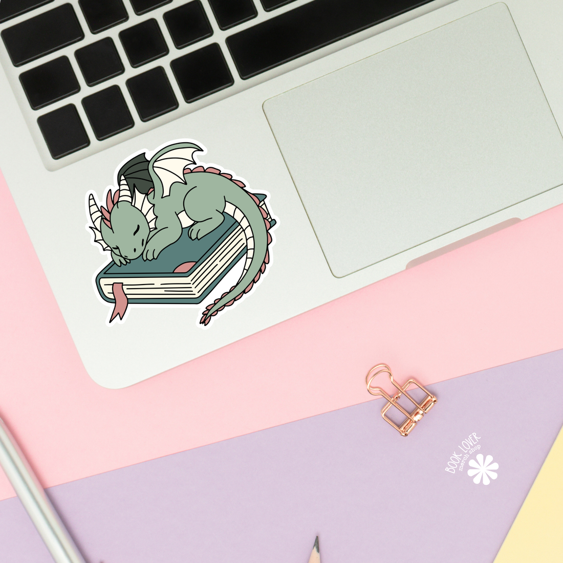 Book Lover Merch Shop - Dragon Book Fantasy Girlie Stickers / Bookish Stickers