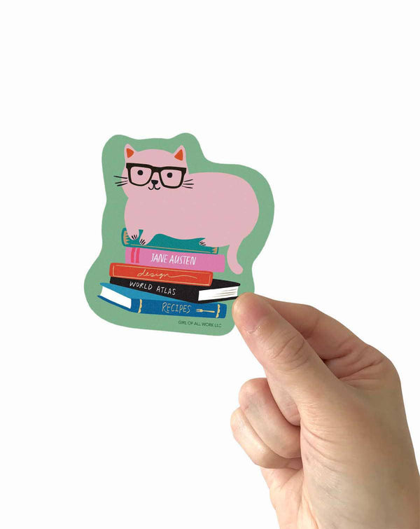 Girl of All Work - Library Cat Vinyl Sticker