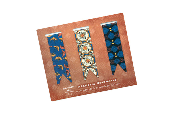 Pounded Yam Productions - African Print Magnetic Bookmark Set - (Wedding Flowers, Circles, X)