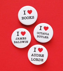 I LOVE BOOKS Avid Reader Stocking Stuffer pinback button
