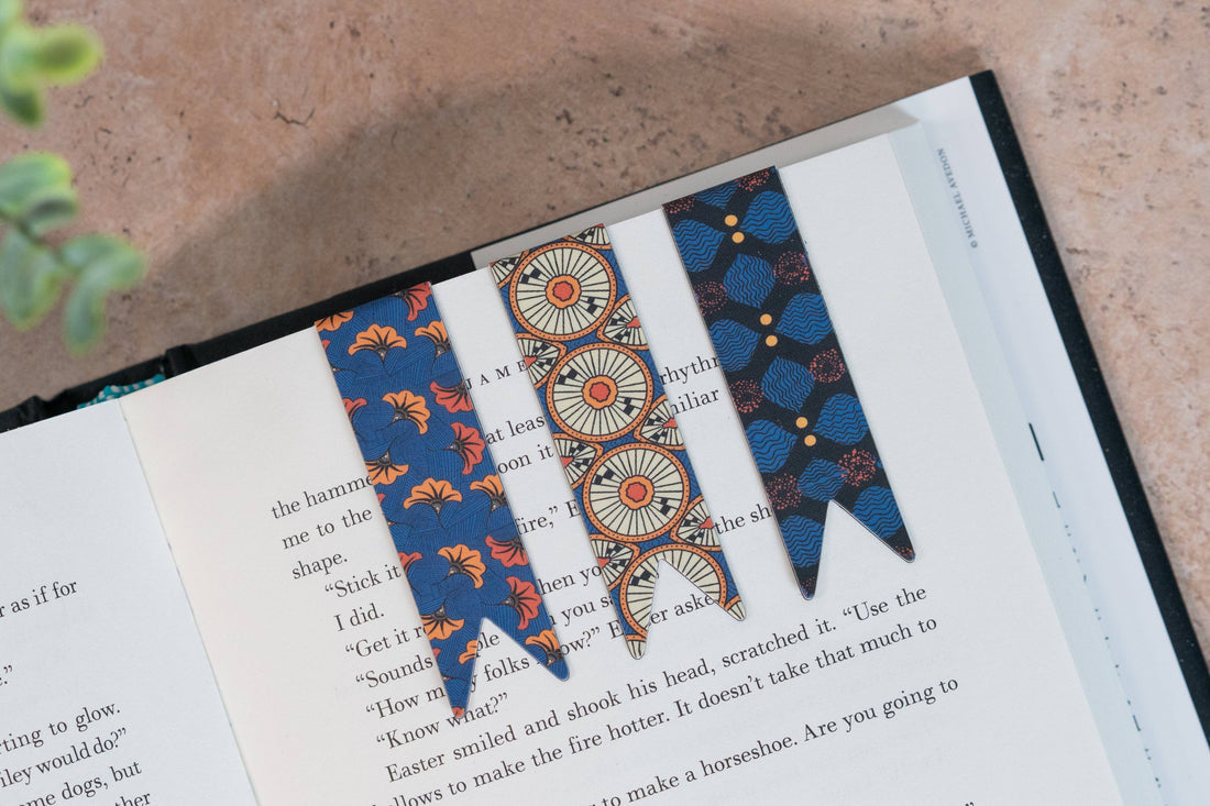Pounded Yam Productions - African Print Magnetic Bookmark Set - (Wedding Flowers, Circles, X)