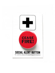 Word For Word Factory - CEASEFIRE! Red Pin Back Button Ceasefire in Gaza