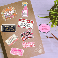 Book Lover Merch Shop - Open Book Dragons Fantasy Stickers / Bookish Stickers / Book