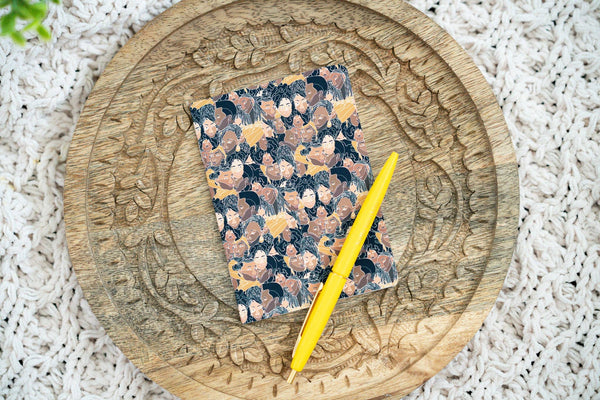 Pounded Yam Productions - Black Women Line Art B7 Lined Pocket Notebook - colored