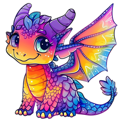 One Stop Dragon Shop - Chibi Rainbow Baby Dragon Sticker