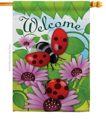 Flag Welcome Ladybug Garden Friends Floral Daisy House
