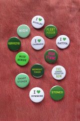 I LOVE CANNABIS pinback button stoner badge