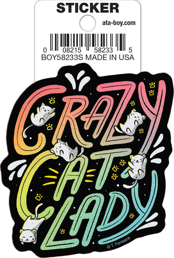 Ata-Boy - Tobe Fonseca Crazy Cat Lady Die Cut 3" Vinyl Sticker