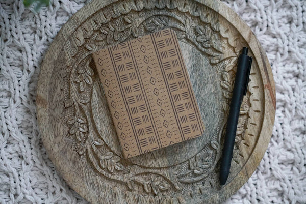Pounded Yam Productions - African Mud Cloth Print Kraft Pocket Notebook - Rhombus