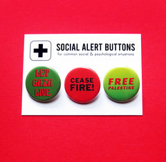 Word For Word Factory - CEASEFIRE IN GAZA 3-PACK Pinback Buttons