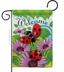 Flag Welcome Ladybug Garden Friends Floral Daisy House
