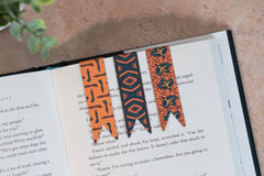 Pounded Yam Productions - African Print Magnetic Bookmark Set - (Walking Sticks, Diamonds, Fans)