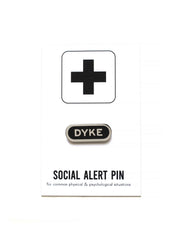 DYKE Queer LGBTQ+ Silver Enamel Pin gay gift pride