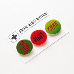 Word For Word Factory - CEASEFIRE IN GAZA 3-PACK Pinback Buttons