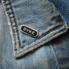 DYKE Queer LGBTQ+ Silver Enamel Pin gay gift pride
