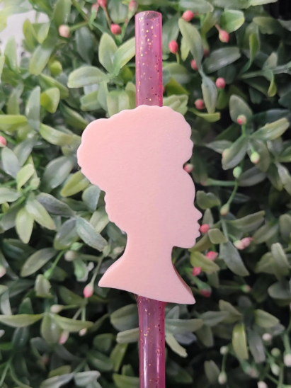 Self Care Tribe - Black Woman Silhouette Straw Topper