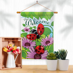 Flag Welcome Ladybug Garden Friends Floral Daisy House