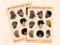 Pounded Yam Productions - Black Women Line Art Sticker Sheets