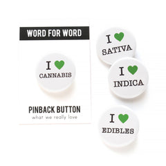 I LOVE INDICA cannabis pinback button stocking stuffer