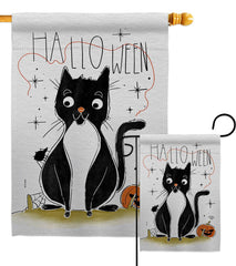 Flag Halloween Tuxedo Cat Garden House 2-Sided Home Décor