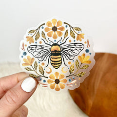 Flowers And Bee Clear Sticker