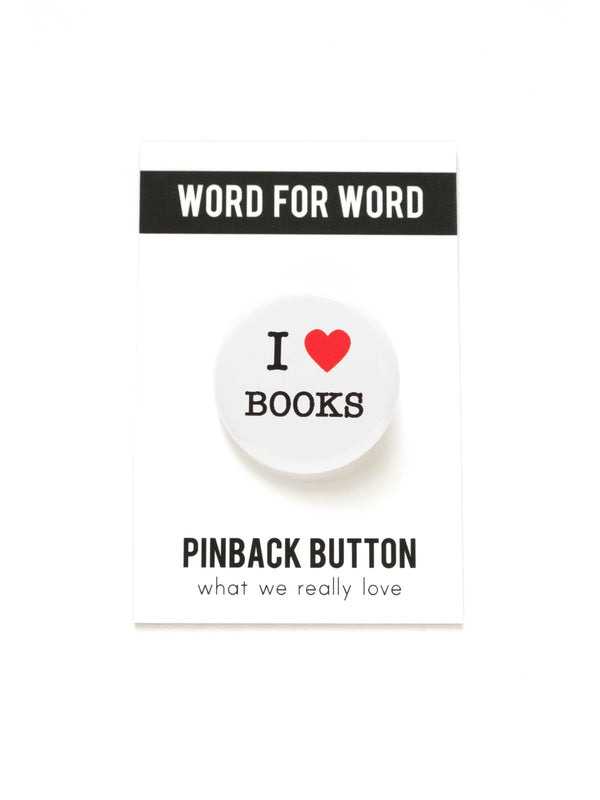 I LOVE BOOKS Avid Reader Stocking Stuffer pinback button
