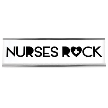 8" White Desk Sign - Nurses Rock