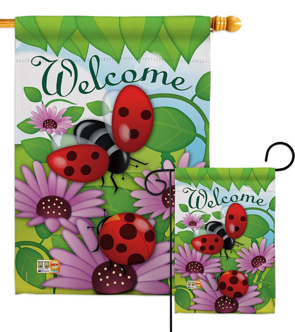 Flag Welcome Ladybug Garden Friends Floral Daisy House